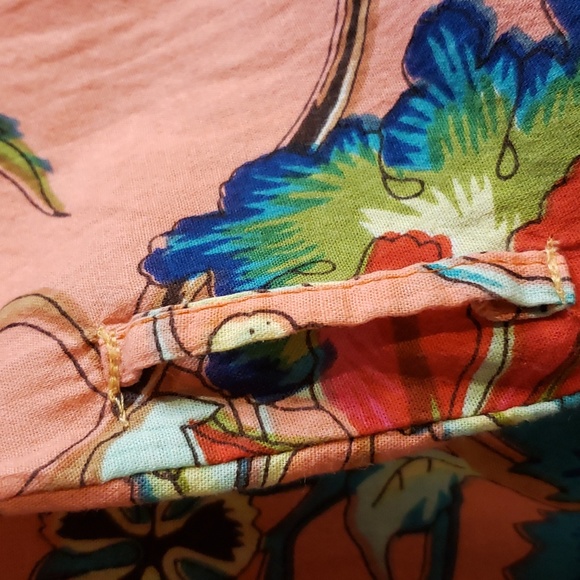 Coral pink & floral light beach wrap kimono style robe with belt - Picture 11 of 12